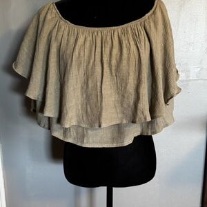 Elegant Tan Off-Shoulder Women's Top